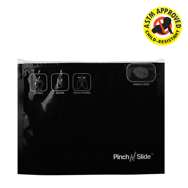 Pinch ‘n’ Slide Child Resistant Mylar Bags - Black 8" x 6" 250 Count