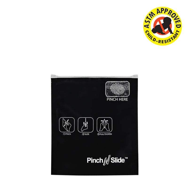 Pinch 'n' Slide Child Resistant Mylar Bag Black 3.4" x 3.7" 250 Count