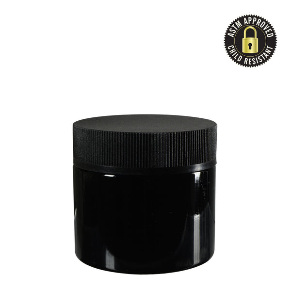 2oz CR Black Flush Cap Jars - Glossy - 200 Count