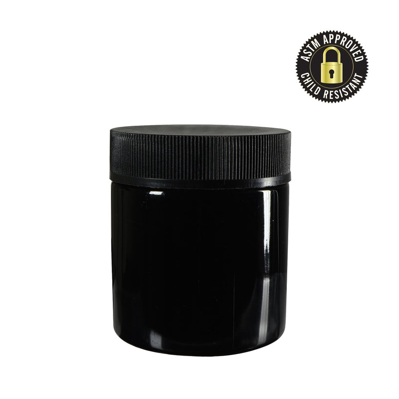 3oz CR Black Flush Cap Jars – Glossy – 150 Count