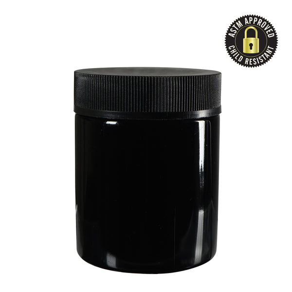 4oz CR Black Flush Cap Jars - Glossy - 100 Count