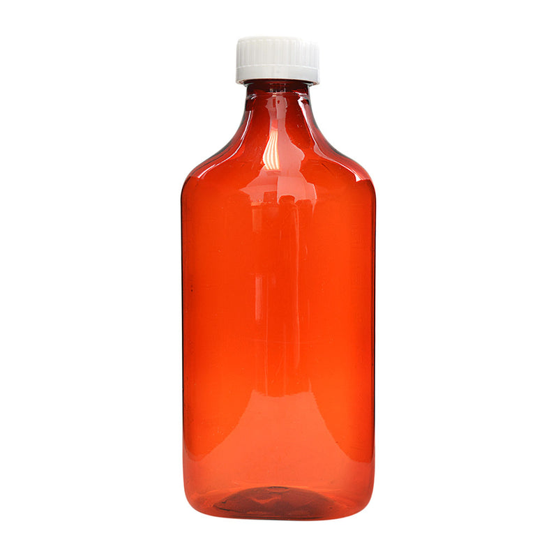 Amber Oval Bottles w/Oral Adapters 16 oz.