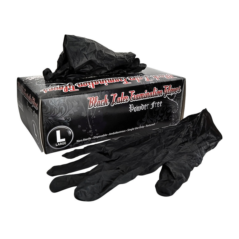 Skintx Black Latex Powder Free Gloves - 100 Count