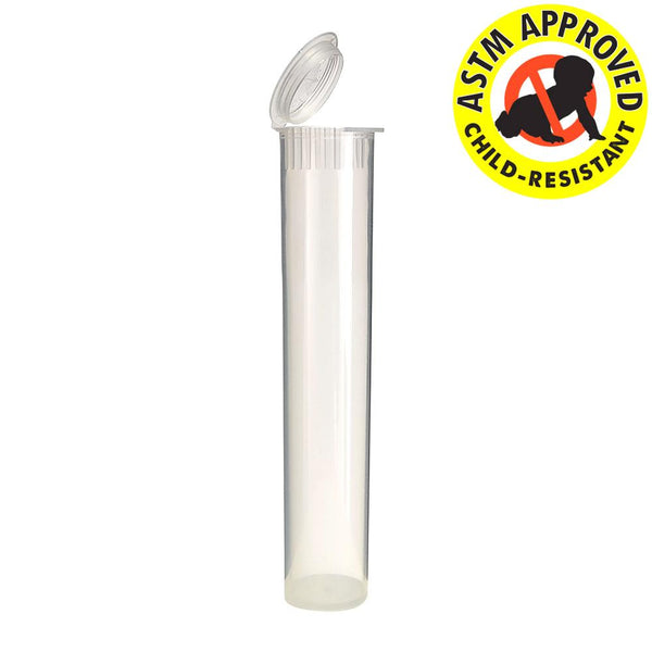 120mm Clear Super Seal Pre-Roll Tubes - Child Resistant, Tamper Evident,  and Air-Tight Pre-Roll Packaging