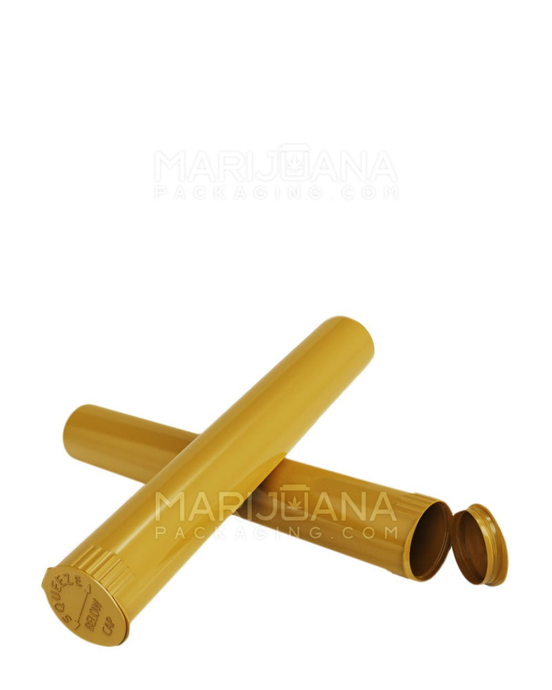 Child Resistant | King Size Pop Top Pre-Roll Tubes | 116mm - Opaque Gold Plastic - 1000 Count | Dispensary Supply | Marijuana Packaging